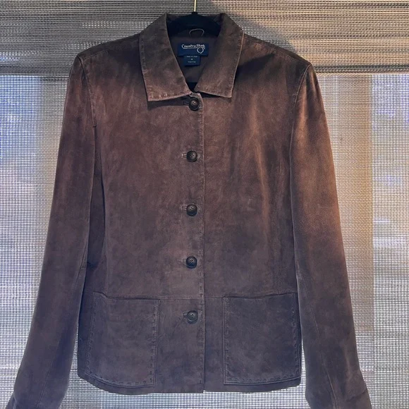 Brown Suede leather ladies jacket, pristine and vintage, ladies M - Picture 3 of 7